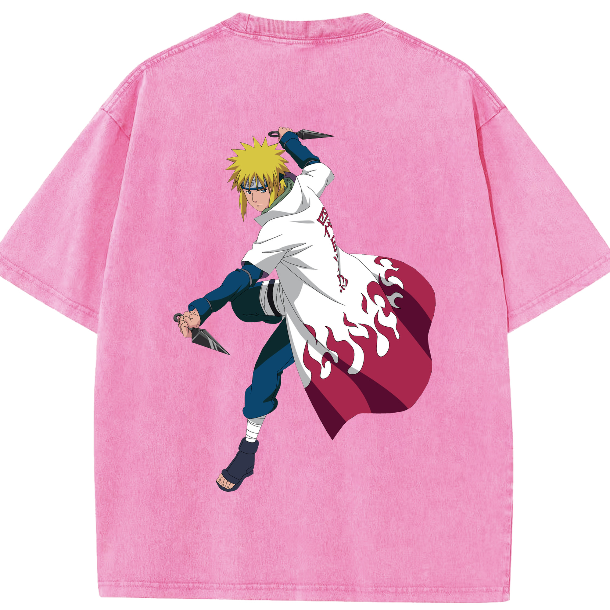 （画像用） NARUTO -ナルト- 波風 ミナト Namikaze Minato 綿100% ヴィンテージ風 半袖Tシャツ（背面プリント）